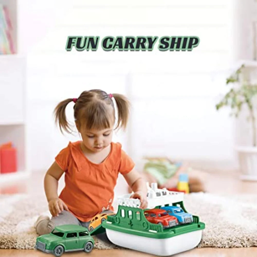 Green Toys Ferry Boat with 4 Cars Bathtub Toy U3245
