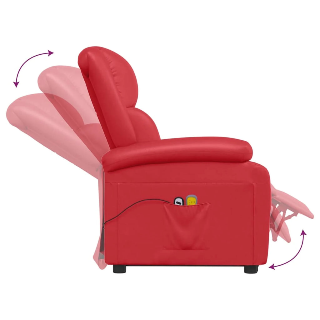 Power Lift Massage Recliner with Adjustable Footrest and Side Pocket, Faux Leather Sofa Chair O12221