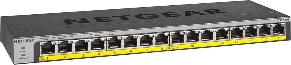 16-Port Gigabit Ethernet Unmanaged PoE Switch with 16 x PoE+ @ 183W P87336