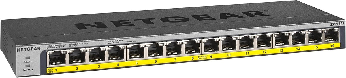 16-Port Gigabit Ethernet Unmanaged PoE Switch with 16 x PoE+ @ 183W P87336