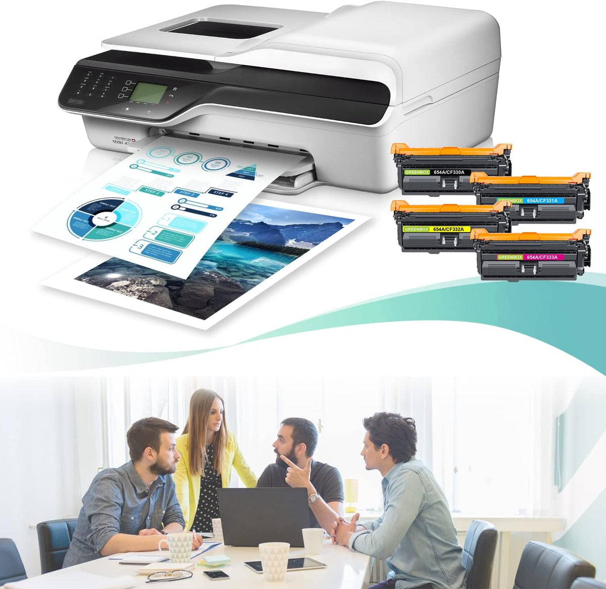Remanufactured Toner Cartridges for Color Enterprise Printer (1Black 1Cyan 1Magenta 1Yellow) Q41501