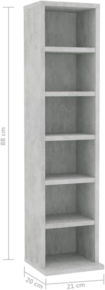 Concrete Gray Media Storage Tower Cabinet, Pack of 2 C9145
