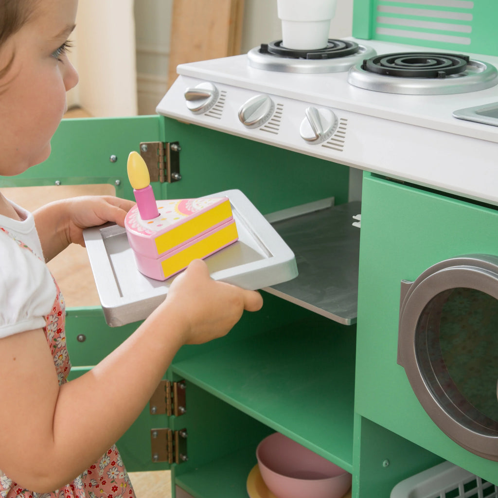2-Piece Wooden Play Kitchen Set with Refrigerator, Dryer and Laundry Basket F858168