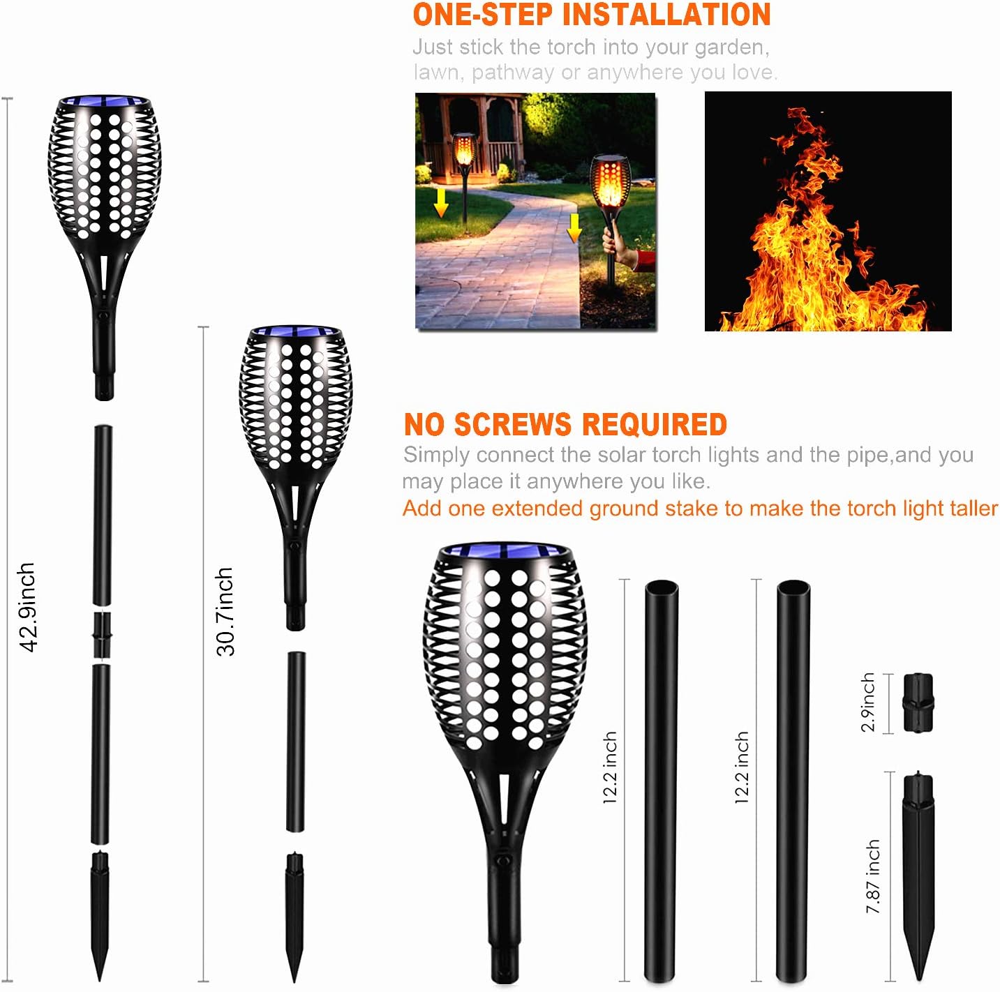 4 Pack Circle Solar Torch Lights D859860