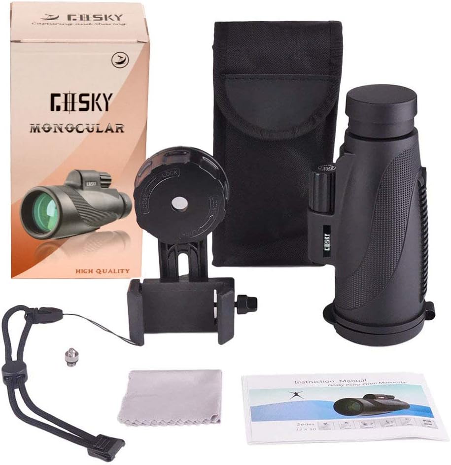 Titan 12X50 High Power Prism Monocular with Smartphone Holder B90278
