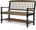 Gray and Black Acacia Wood Bench with Shelf N47239