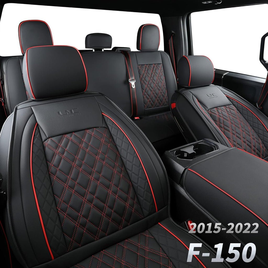 Faux Leather Seat Covers Full Set Black&Blue D501