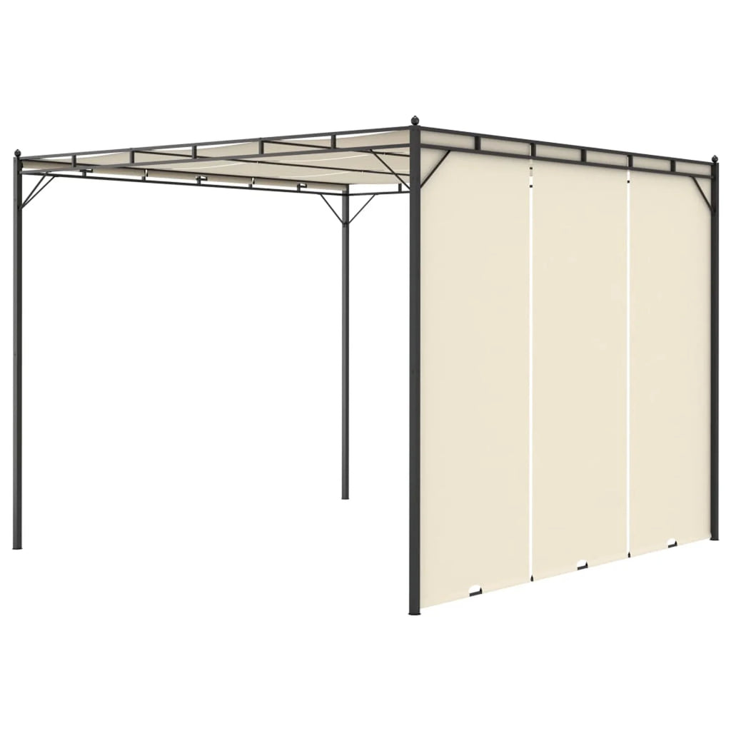 Garden Gazebo with Side Curtain Steel Frame Sun Shade Shelter Cream 118.1 x 118.1 x 88.6 Inches I460