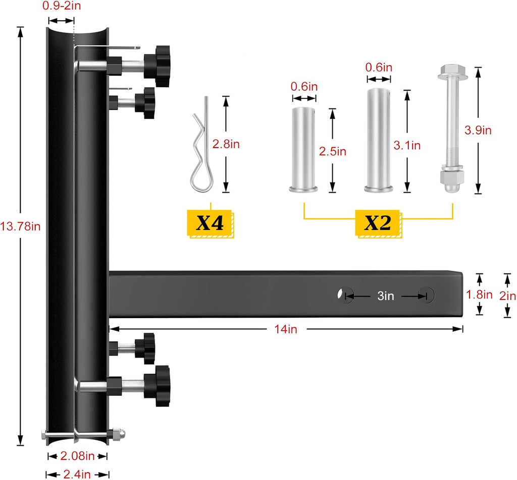 Dual Car Flag Hitch Mount Holder 2 Hitch Receivers All Metal Heavy Duty P240