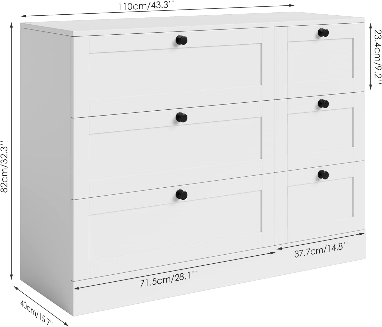 White 6 Drawer Wood Storage Cabinet S898931