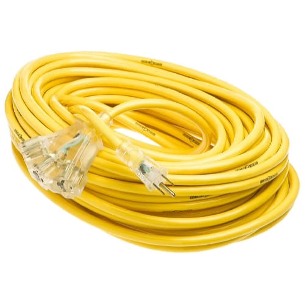 12/3 Heavy-Duty Extension Cord with Lighted Power Block D7637