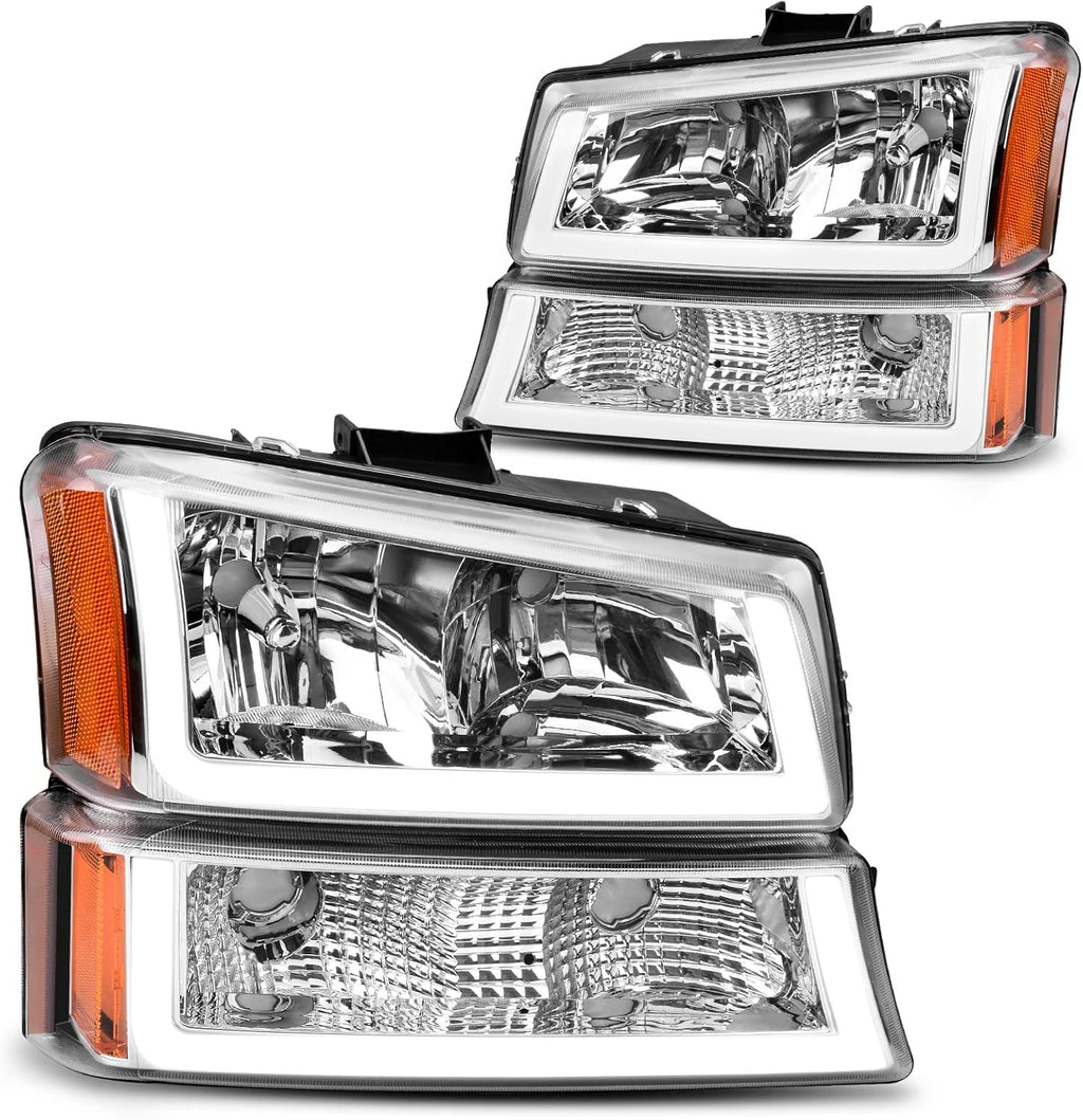 Chrome Headlight Assembly for 2003-2006 Chevy Avalanche Silverado 1500 2500 3500 R3038