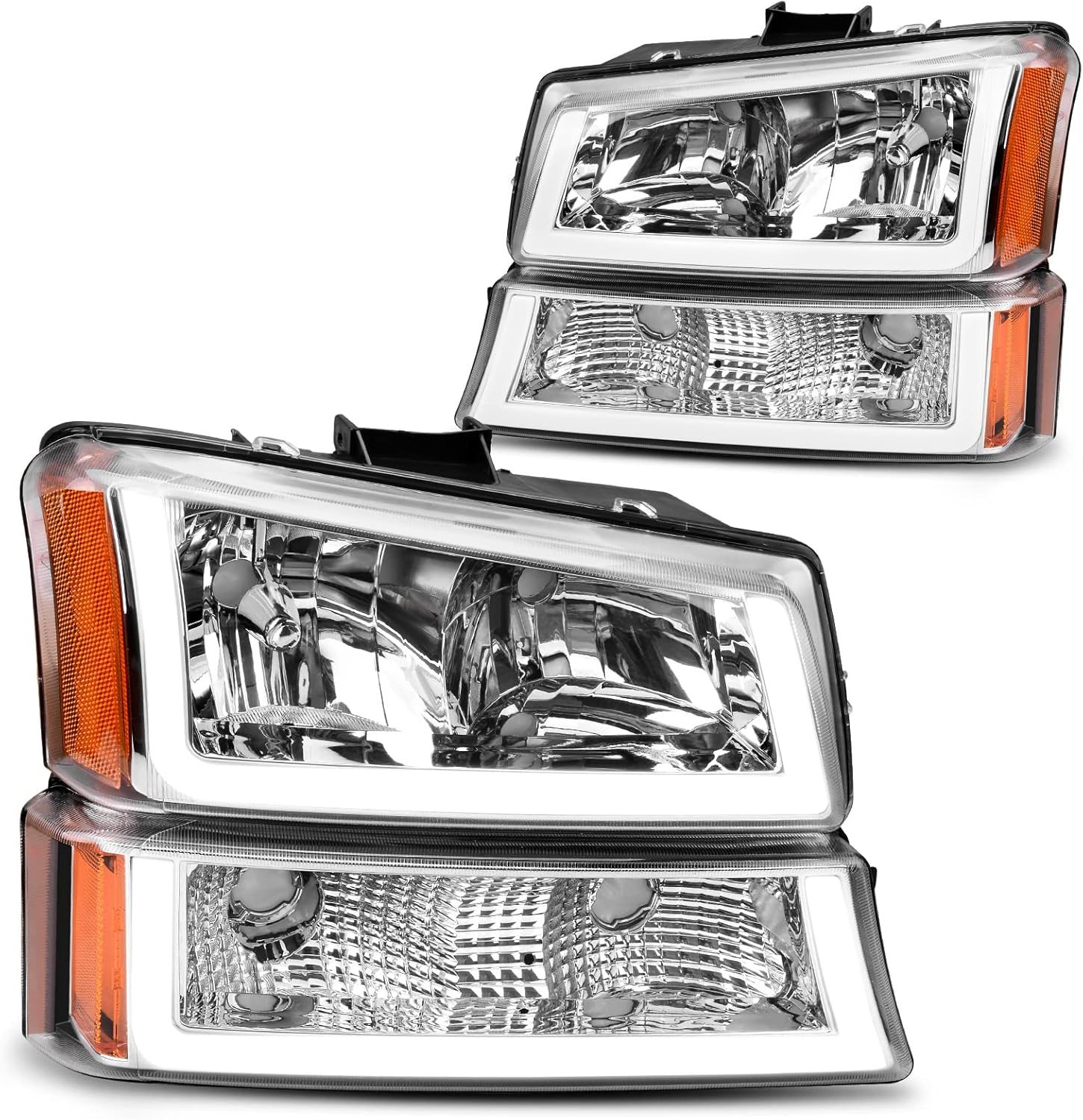 Chrome Headlight Assembly for 2003-2006 Chevy Avalanche Silverado 1500 2500 3500 R3038