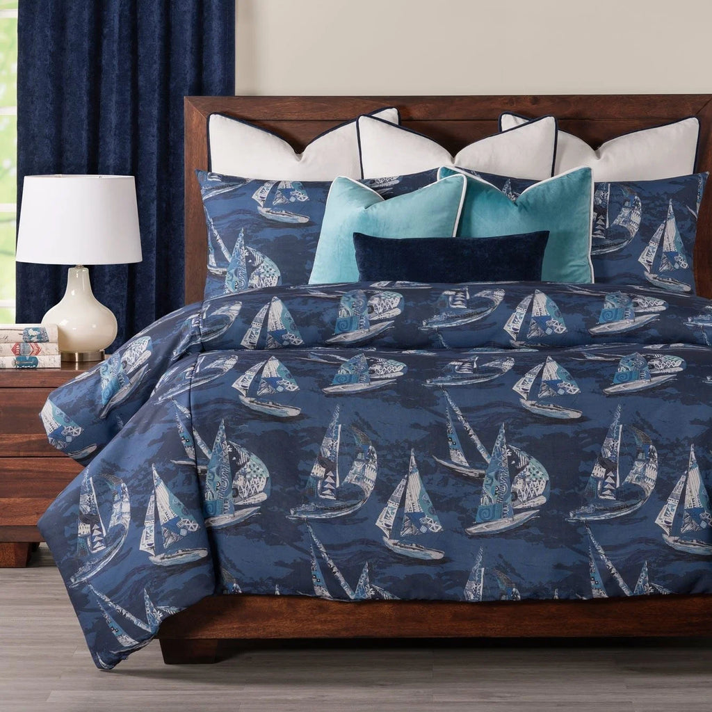 Sailboat Nautical Print Duvet Set California King 3 Piece Z80918