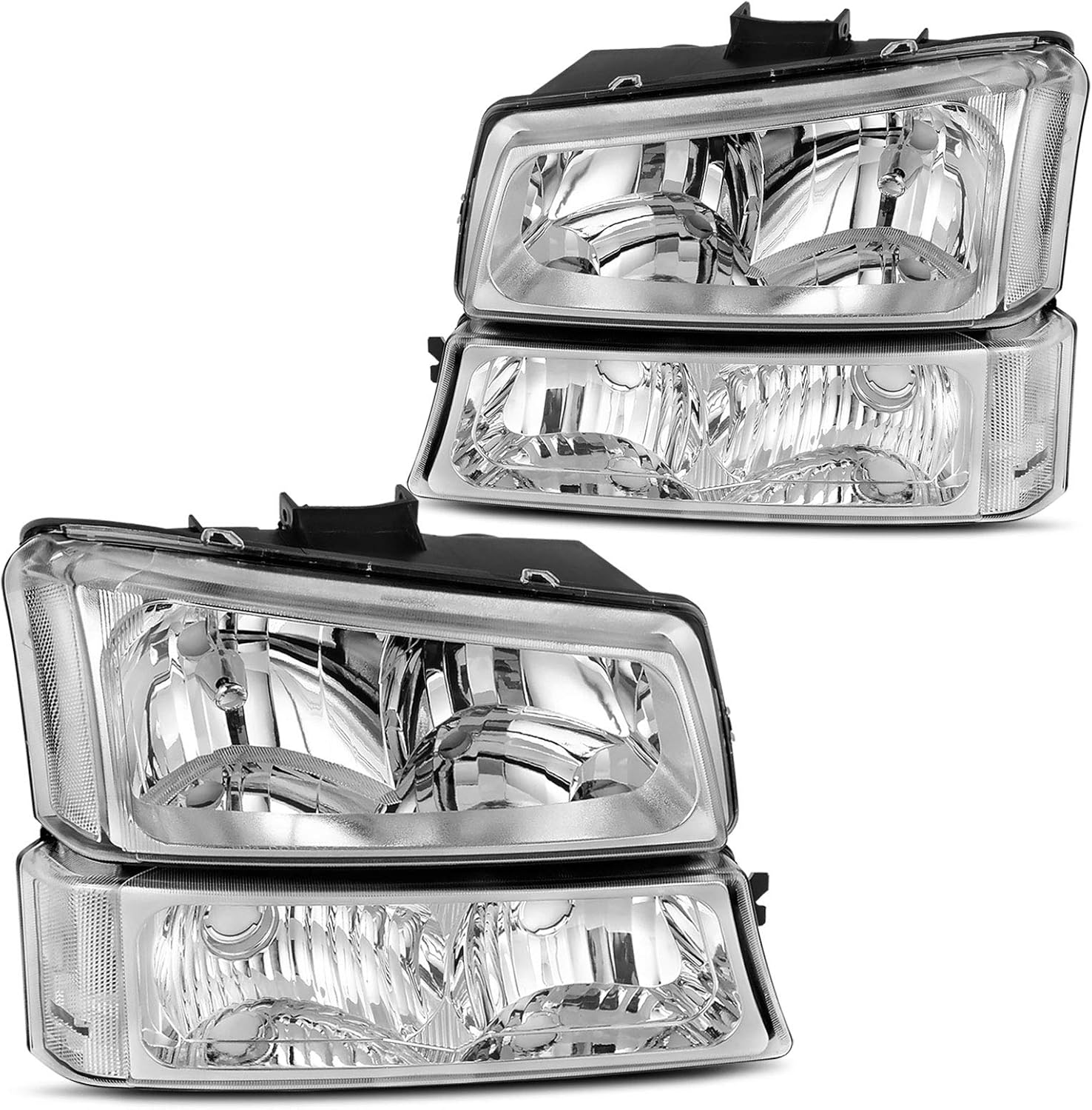 Chrome Headlight Assembly for 2003-2006 Chevy Avalanche Silverado 1500 2500 3500 R3038