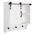White Decorative Farmhouse Cabinet Wall Organizer with Sliding Barn Door and 3 Knobs W14358