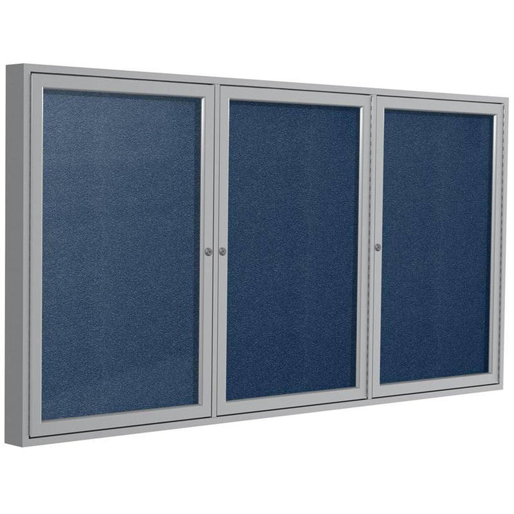 Navy 3-Door Enclosed Vinyl Bulletin Board M4139