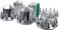 Chrome ABS 33 mm Thread-On Spiked Axle Cover Combo Kit with Removable Hub Caps and Lug Nut Covers S666