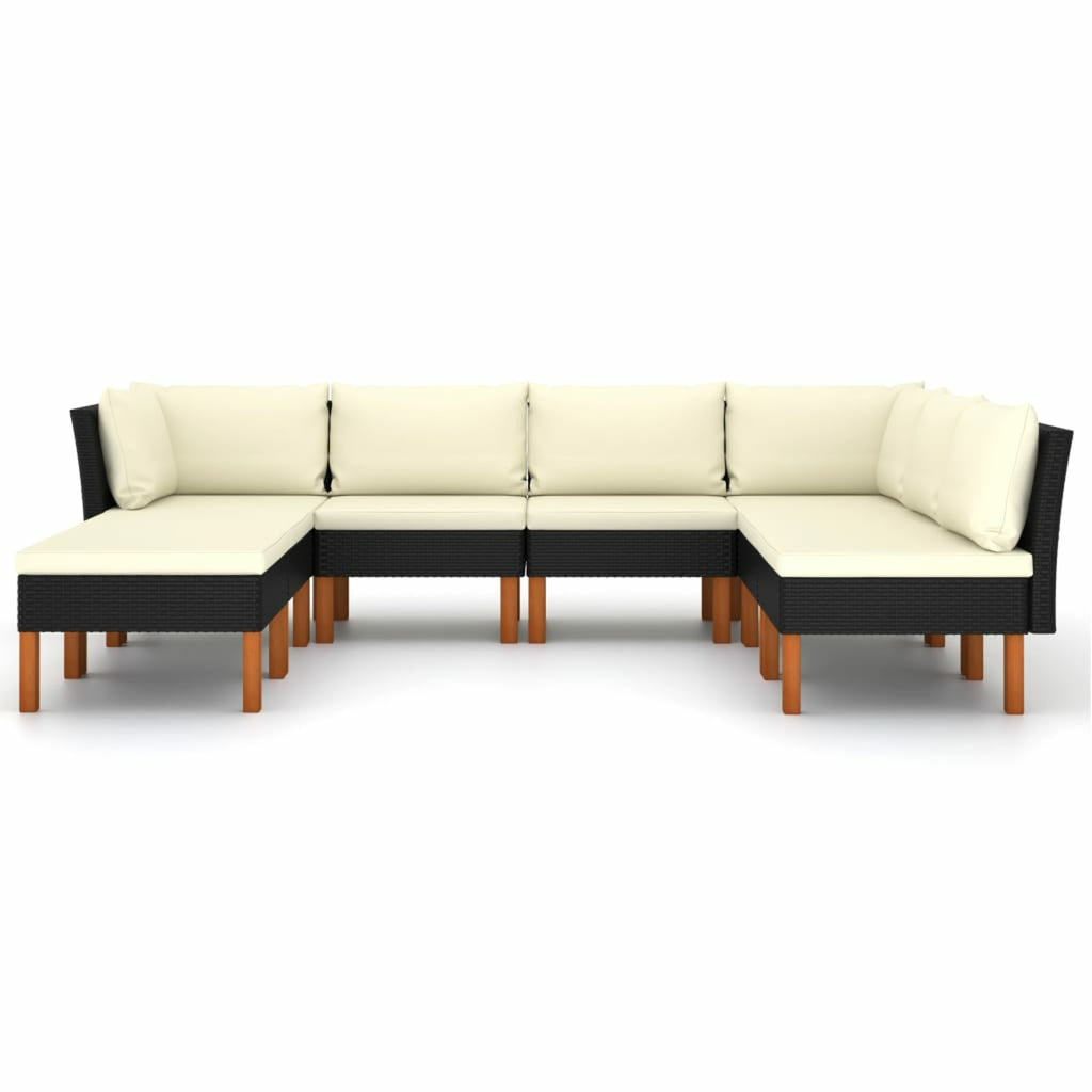 8 Piece Cream White Cushioned Poly Rattan Sectional Outdoor Furniture Set J523