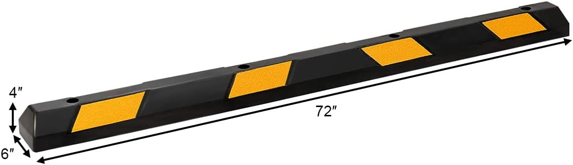 Rubber Parking Curb with 8 Reflective Yellow Safety Stripes M530