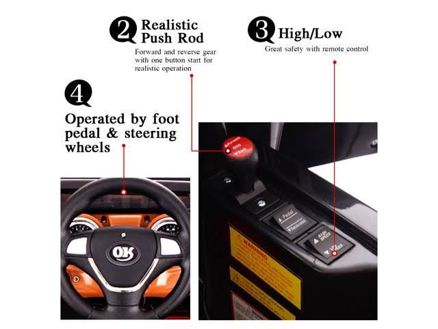 12V Battery Powered Electric Ride on Car with Remote Control Black F3833