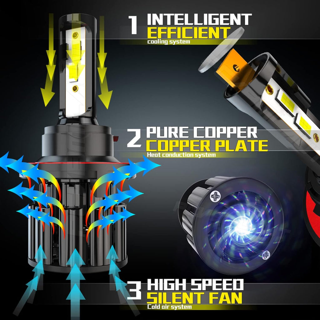 9008 6000K Cool White LED Headlight Bulbs Kit, Pack of 4 Pack of 2 D459