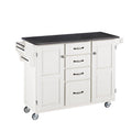 White/Black Granite Top Kitchen Cart U86370