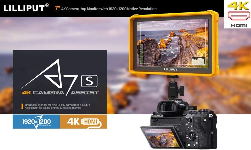 7 Inch 4K HDMI Field Monitor with Yellow Rubber Case M24476