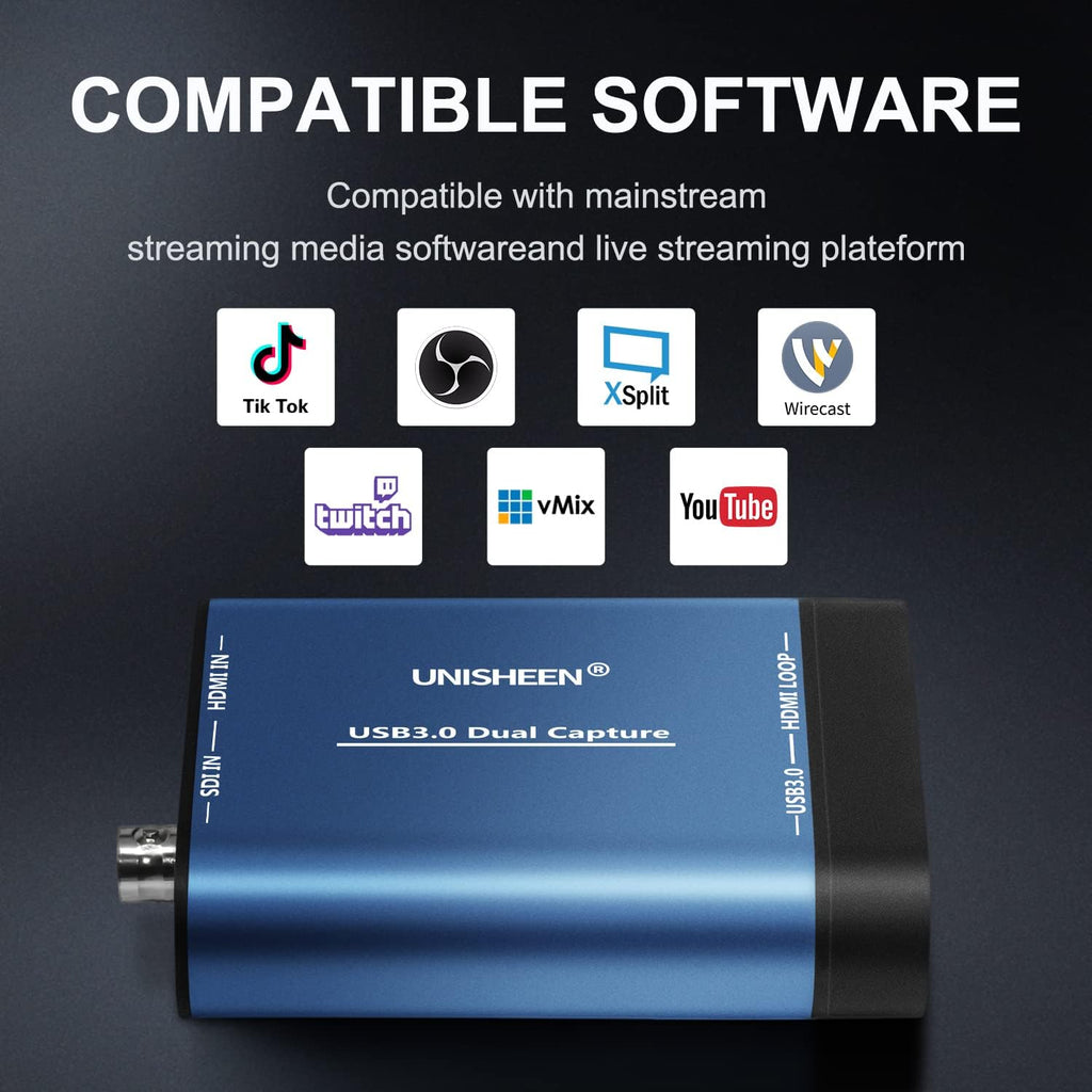 USB 3.0 HDMI SDI Dual Input Capture Card Video Grabber Converter M824345