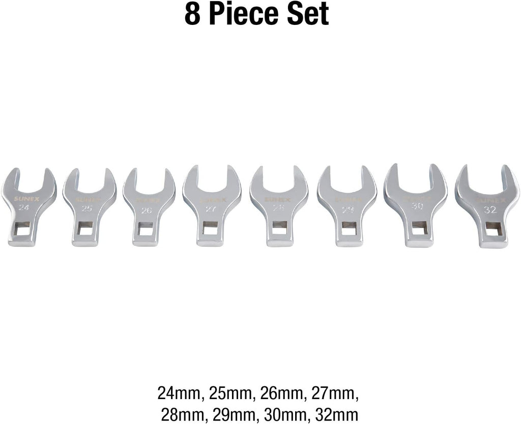8 Piece 1/2" Dr. Jumbo Metric Crowfoot Wrench Set H267127