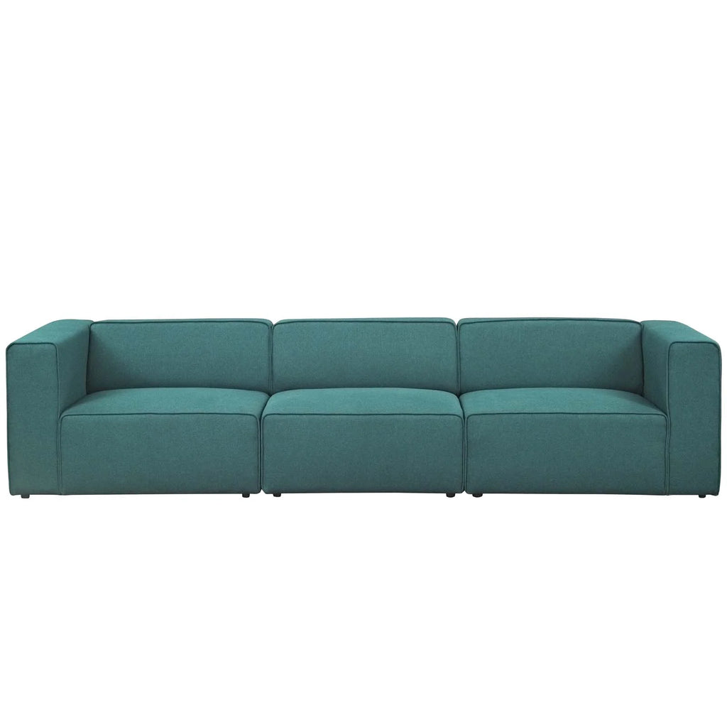 Teal 3 Piece Upholstered Fabric Sectional Sofa Set Z14264