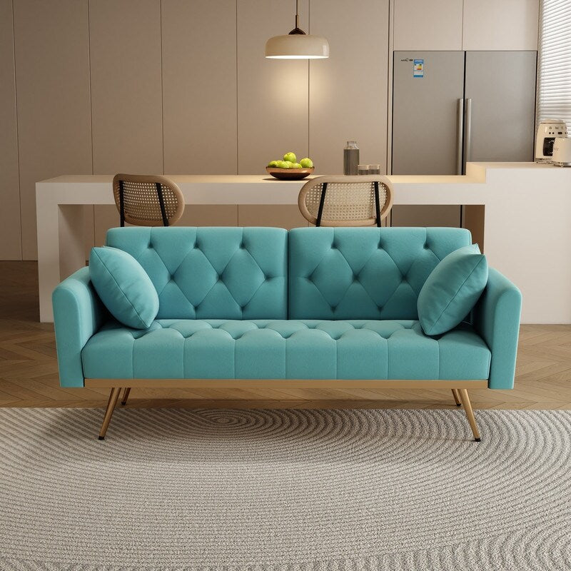 Cyan Velvet Double Sofa Bed U5934
