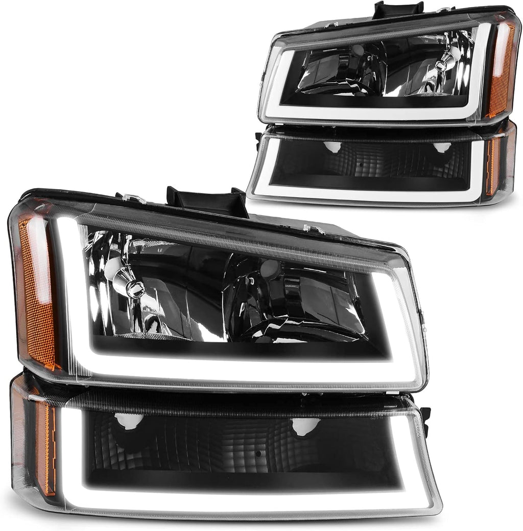 Chrome Headlight Assembly for 2003-2006 Chevy Avalanche Silverado 1500 2500 3500 R3038