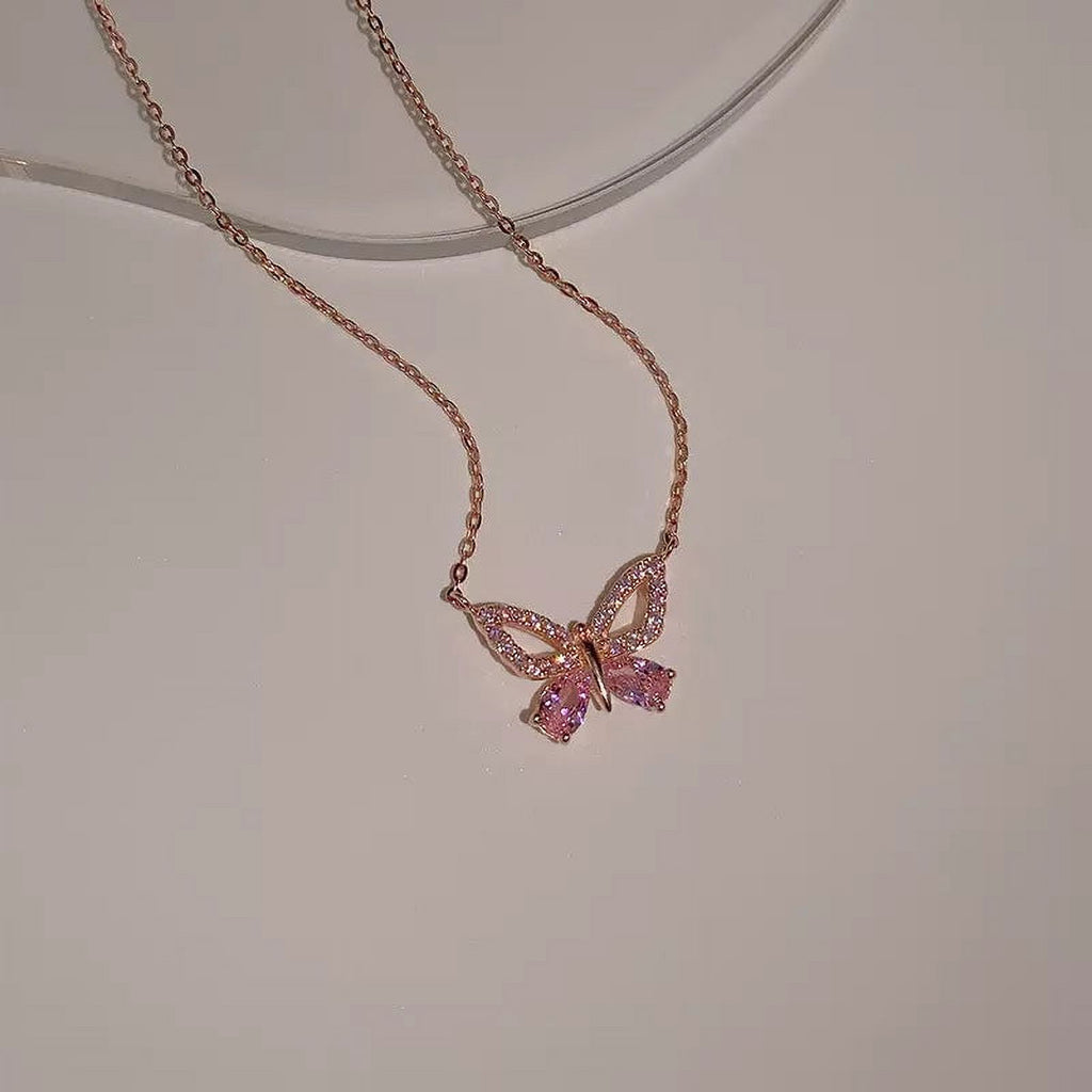 Delicate Butterfly Zircon Choker Necklace F616087