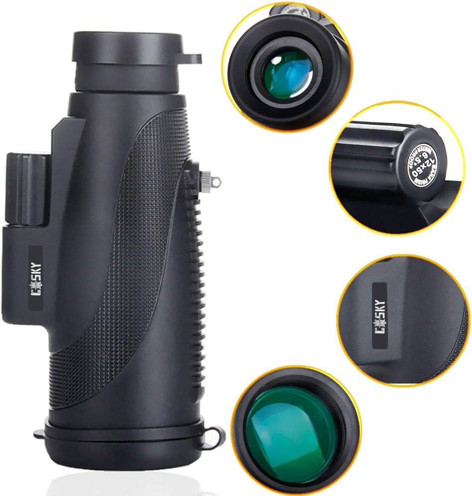 Titan 12X50 High Power Prism Monocular with Smartphone Holder B90278