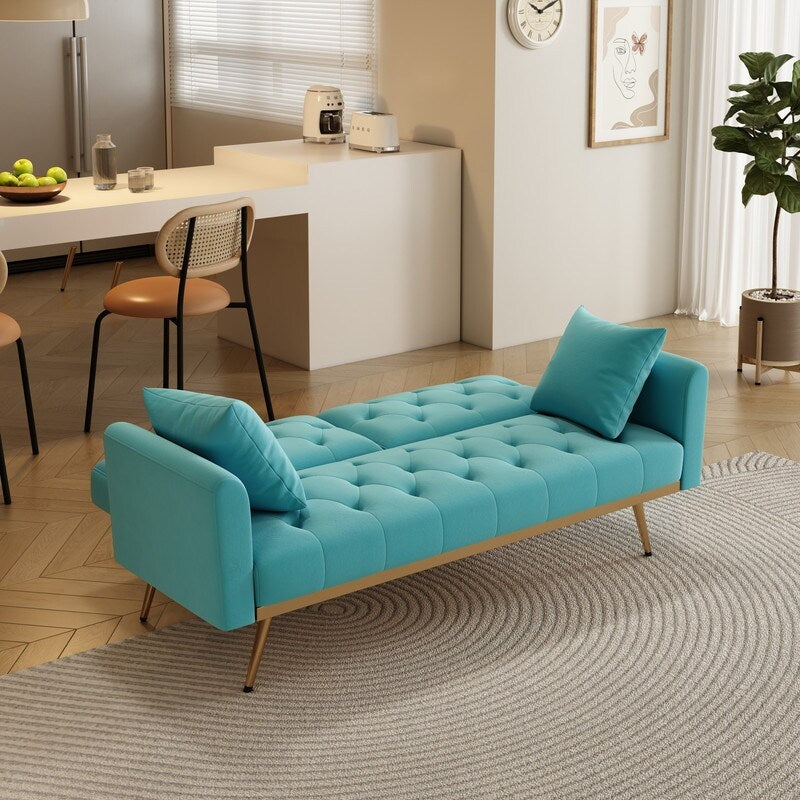 Cyan Velvet Double Sofa Bed U5934