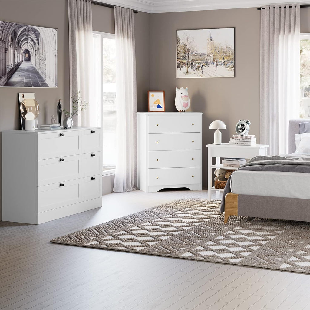 White 6 Drawer Wood Storage Cabinet S898931