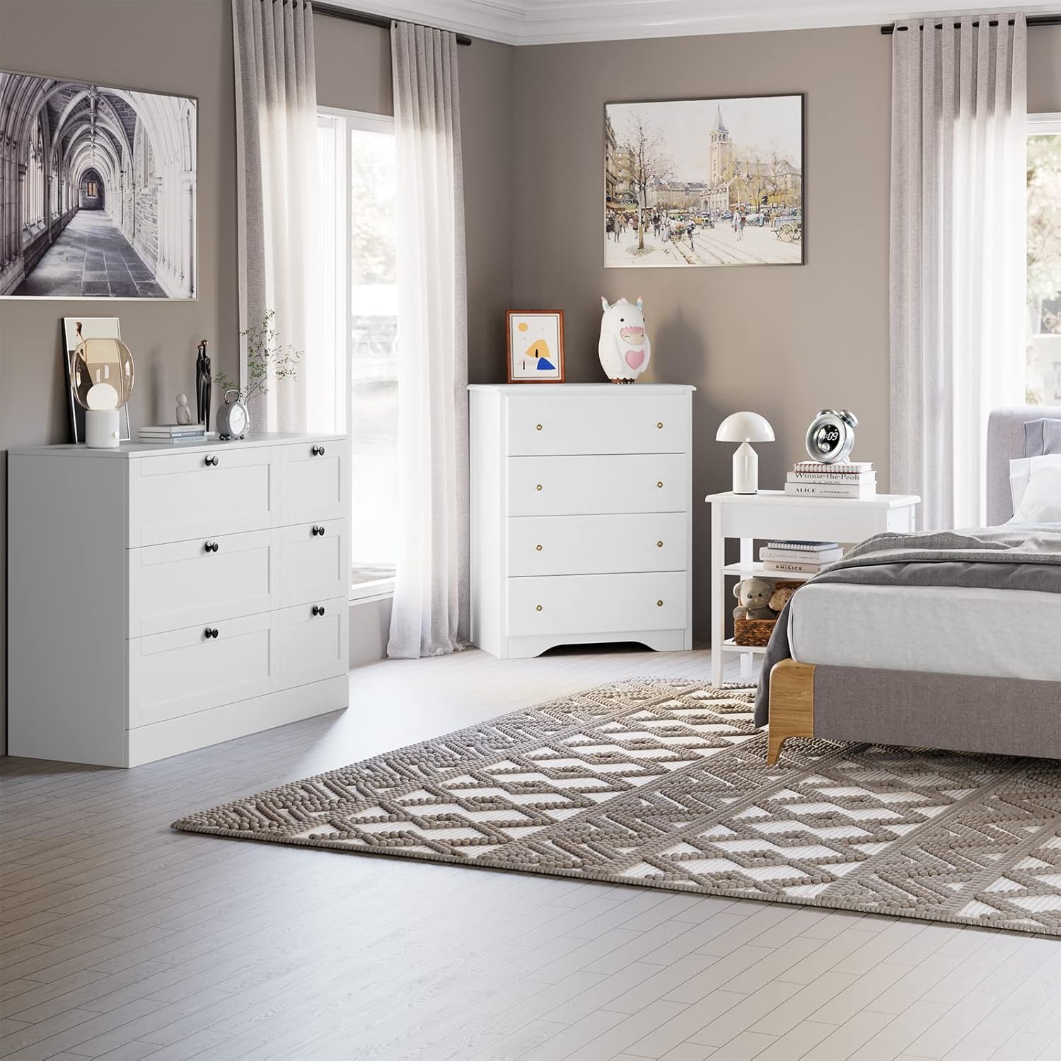 White 6 Drawer Wood Storage Cabinet S898931