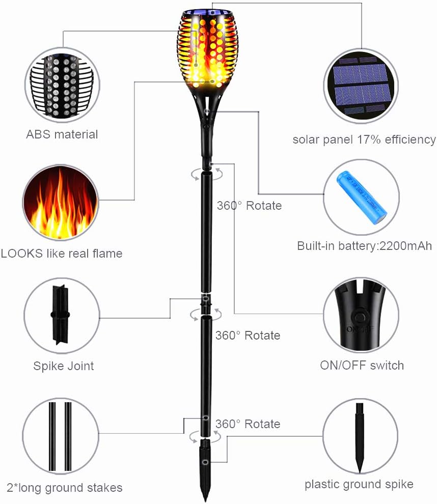 4 Pack Circle Solar Torch Lights D859860