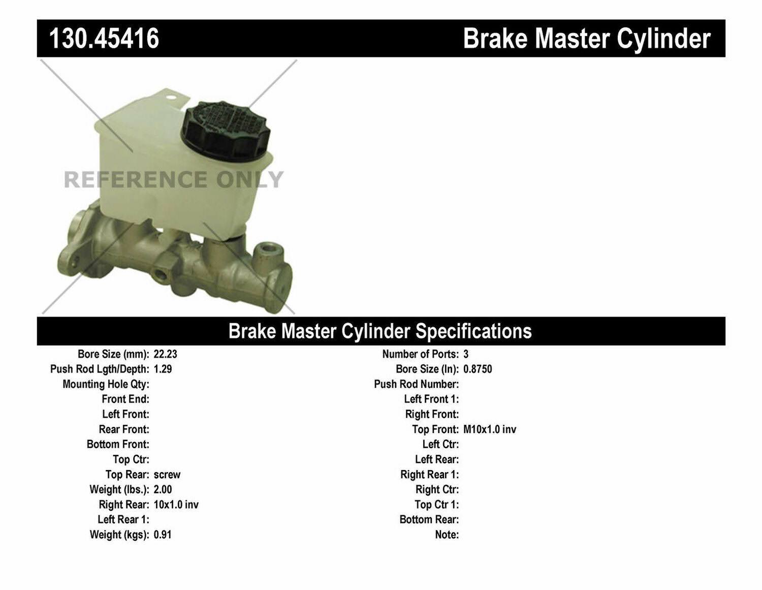 Brake Master Cylinder W2673