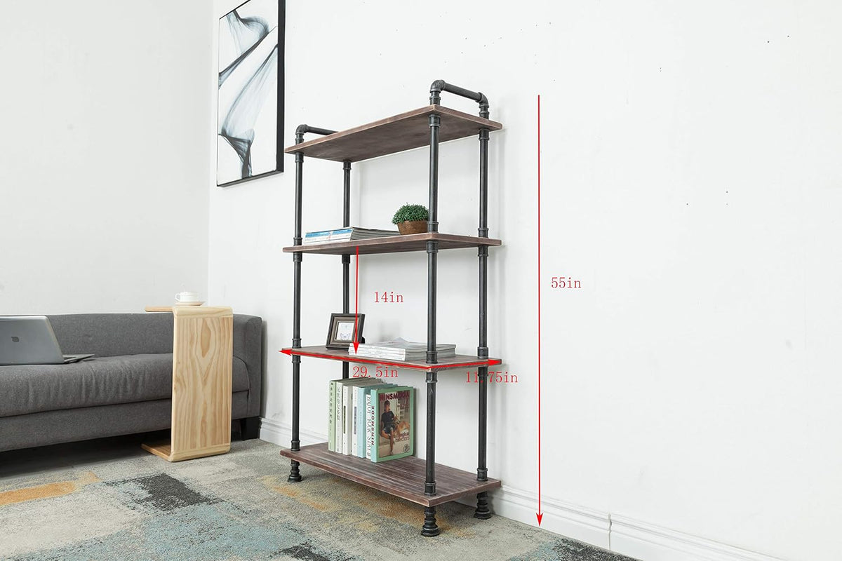 Industrial Pine Wood Bookshelf 4-Layers C69540