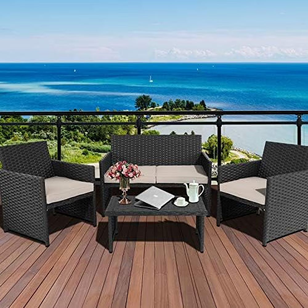 3 Piece Patio Conversation Set with Non-Slip Cushions Royal Blue H599549