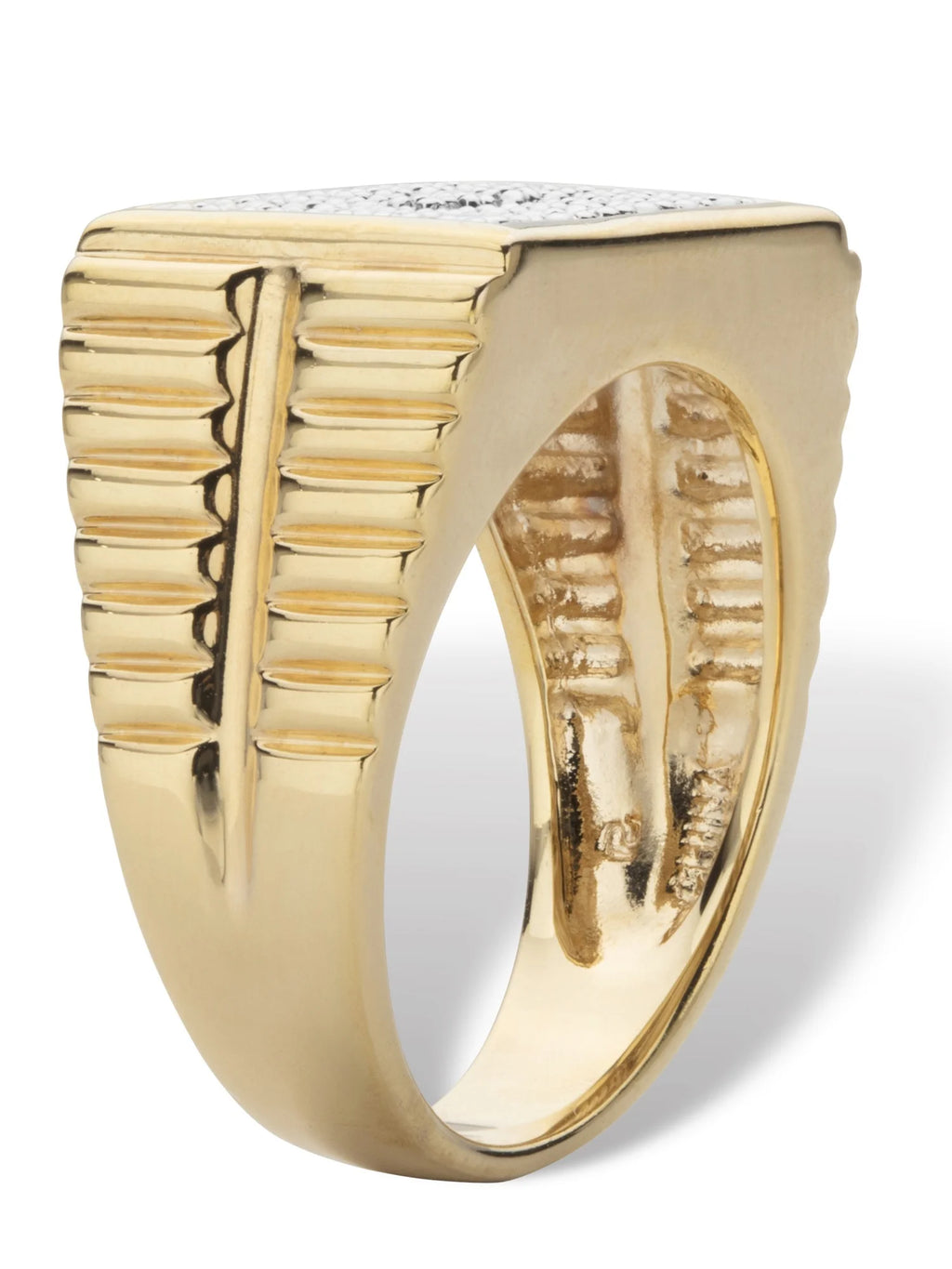 Two-Tone Gold-Plated Grid Ring B197