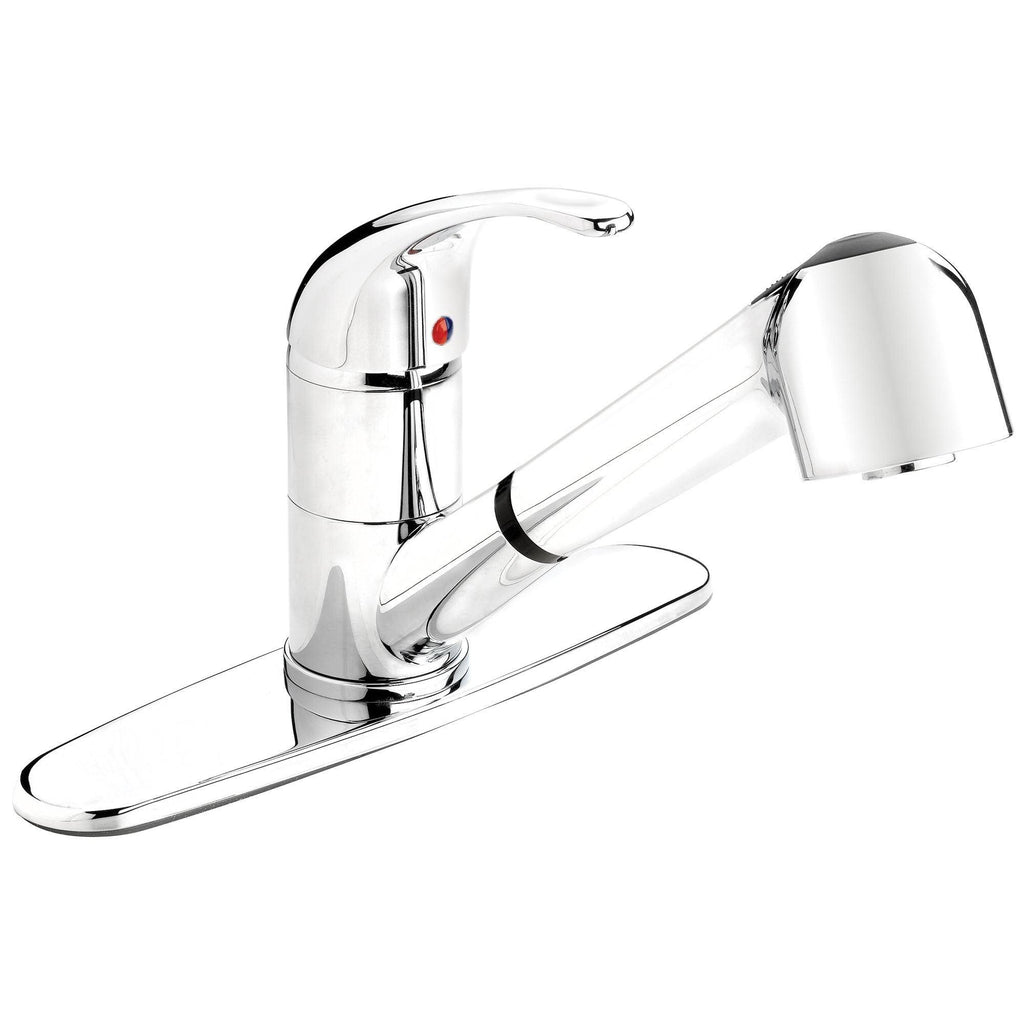 Polished Chrome Kitchen Sink Faucet with Pull-Out Spout N189783