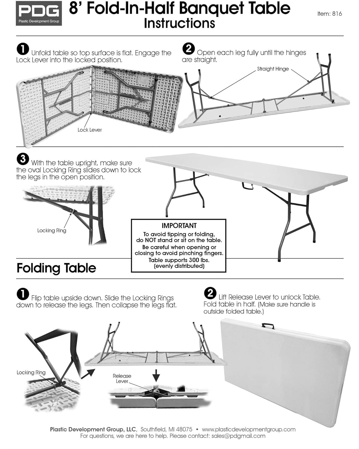 White 8 Foot Plastic Resin Folding Table I944