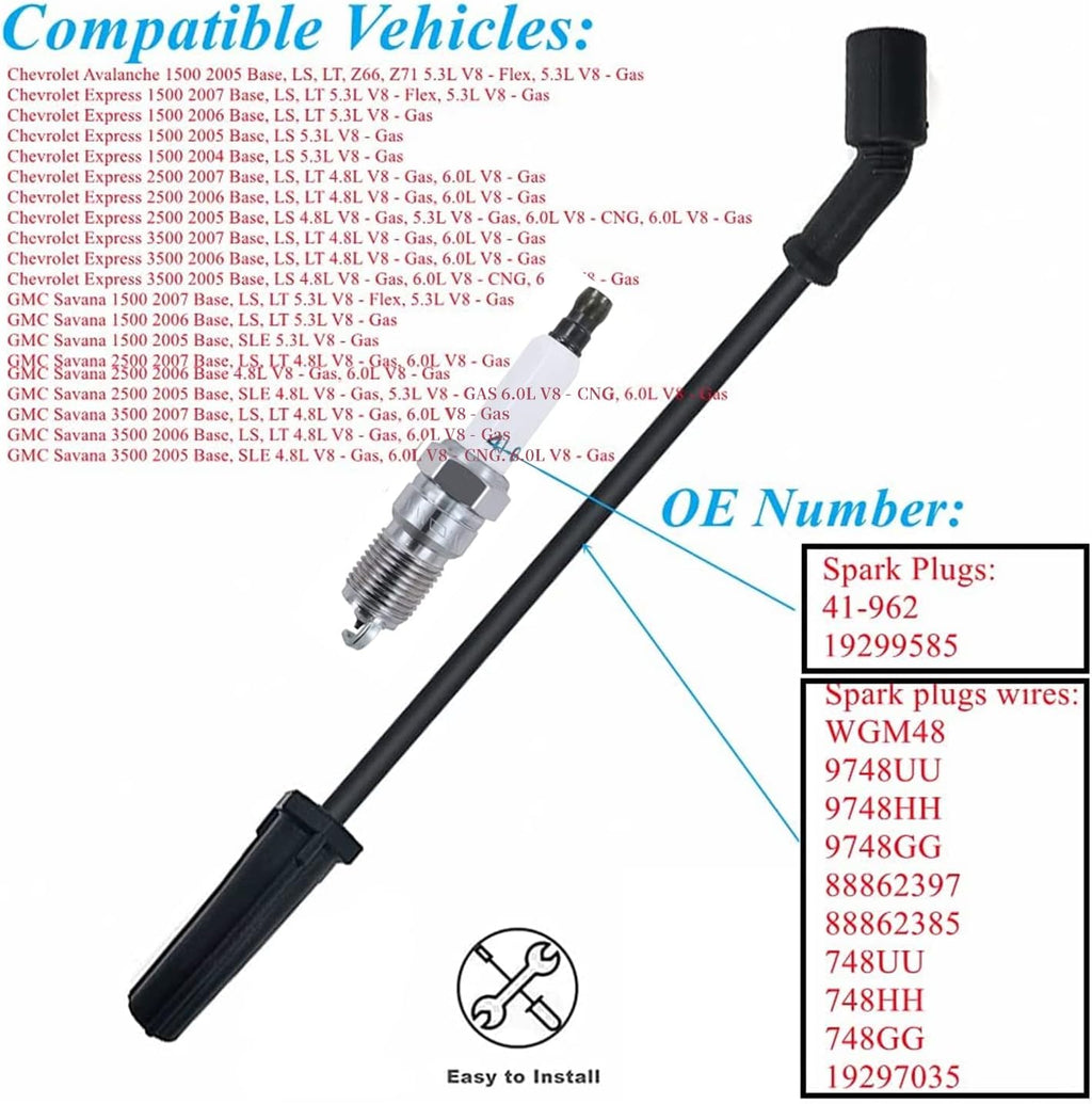 8Pcs Spark Plugs + 8Pcs Spark Plug Wires Set X89394