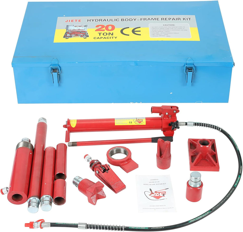 Red 20 Ton Porta Power Kit with 78.7 inch Oil Hose Hydraulic Ram U6638
