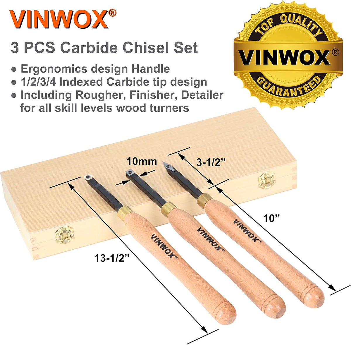 3 PCS Carbide Wood Lathe Turning Tool Set R647365
