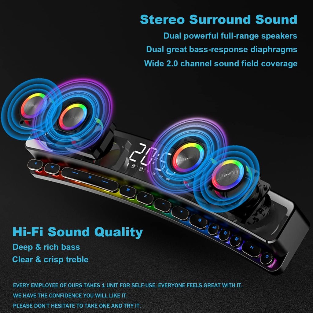 RGB Bluetooth 5.0 Soundbar Speakers, USB Powered, Pack of 2 B4526