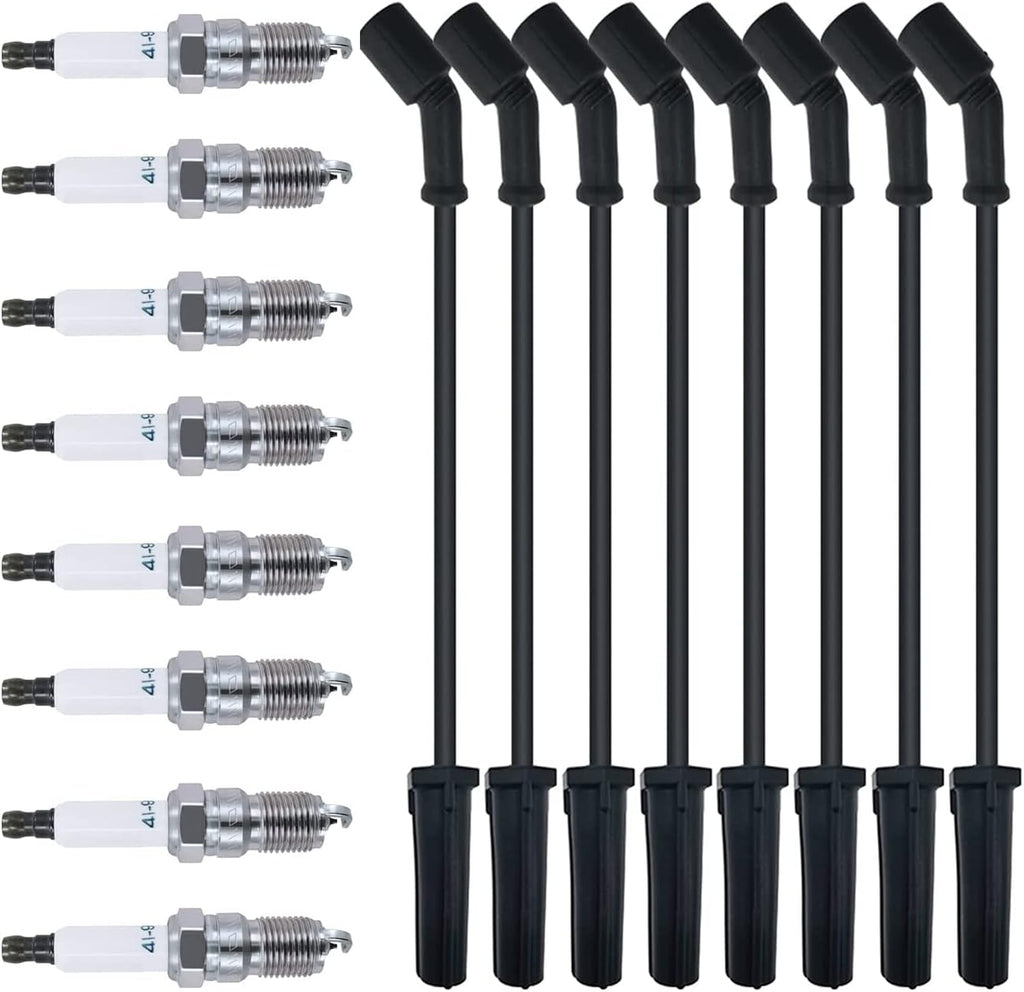 8Pcs Spark Plugs + 8Pcs Spark Plug Wires Set X89394